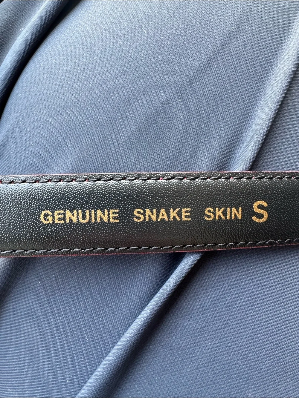 Genuine Snakeskin Women's Belt with Gold Buckle XS